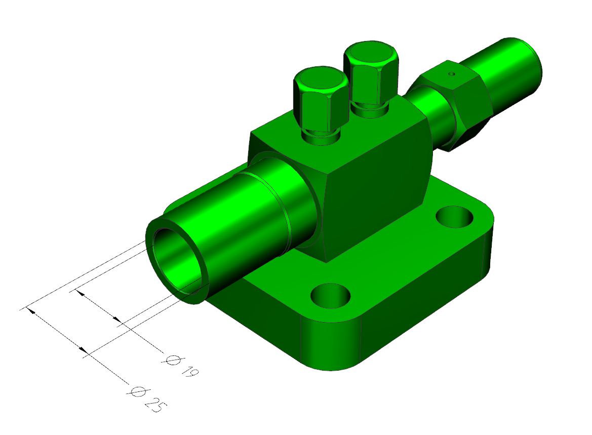 Model of valve Di19/Da25/S/TT. For designation, the diameters are rounded up/down as necessary. The real values are 19.15 mm and 25.4 mm.