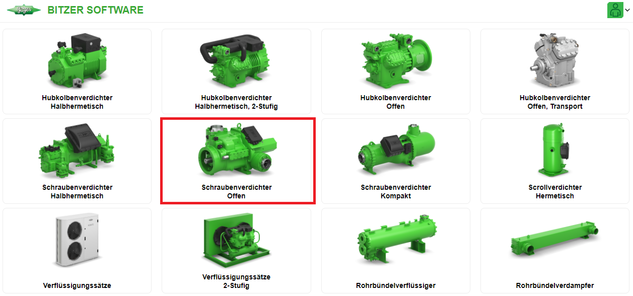 Verdichtertechnologie Schraubenverdichter Offen wählen