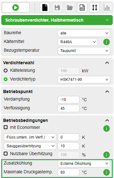 Angabe der max. Druckgastemperatur