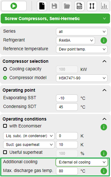 Indication of the max. discharge gas temperature