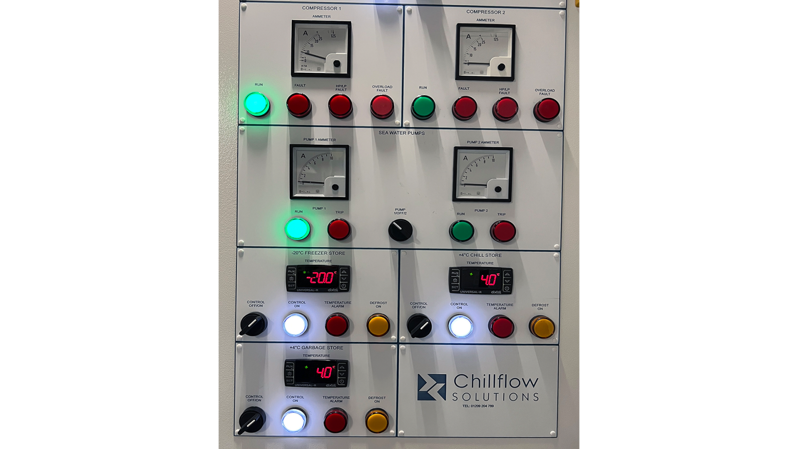 Refrigeration system control panel