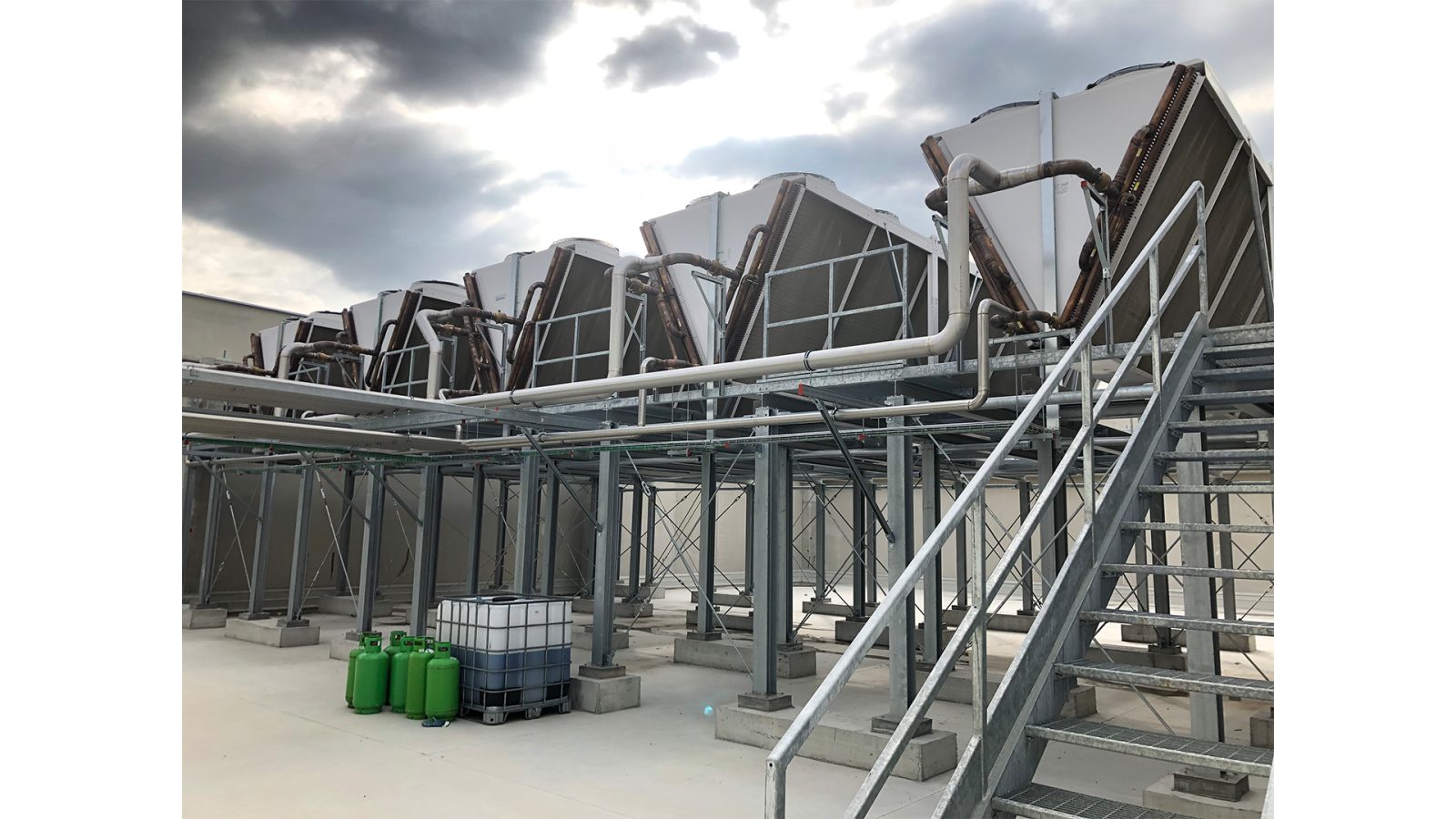 Condensers on the roof of the distribution centre