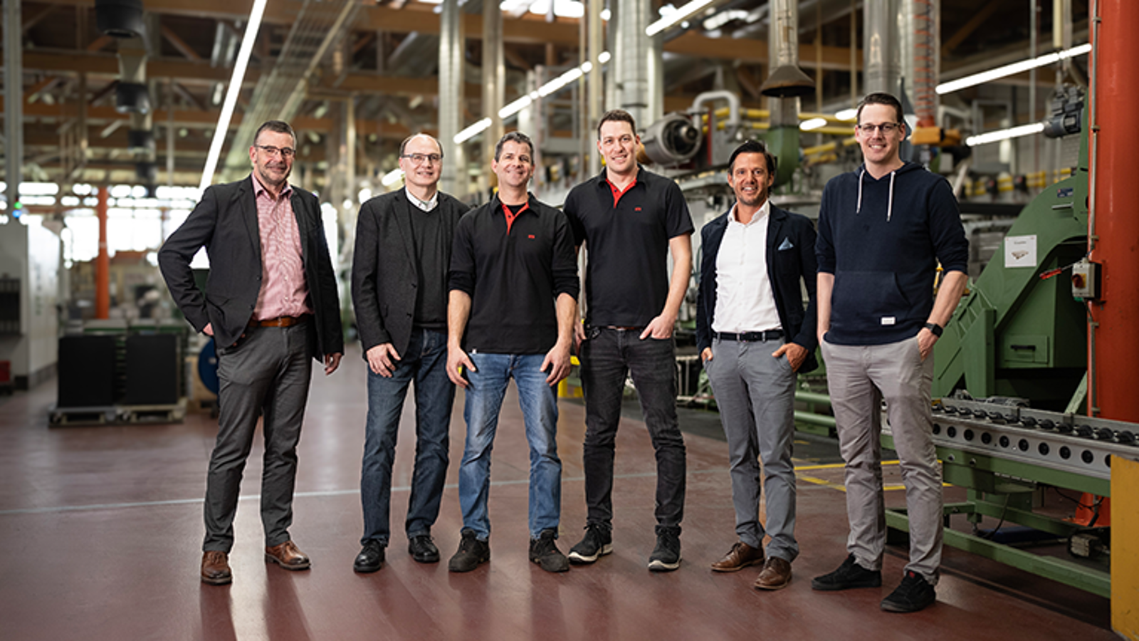 All the partners worked well together, ensuring a successful project flow. From left to right: Rainer Pelzl and Dirk Schlehuber (BITZER), Christof Thurnherr and Claudio Winter (SFS Group), Marc Grünig and Tobias Meier (Scheco) 